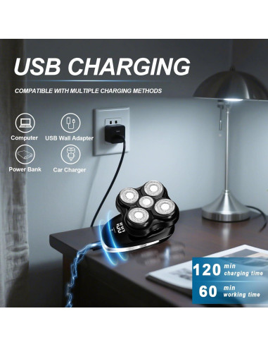 Afeitadora de Cabeza Eléctrica LQT 2025 Flotante 5D Impermeable