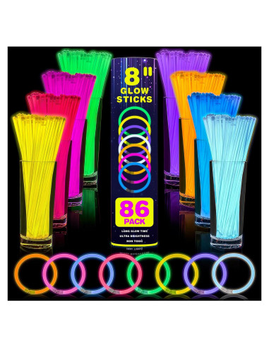 YixangDD 86 Palos Brillantes 20 cm + 86 Conectores Fiesta