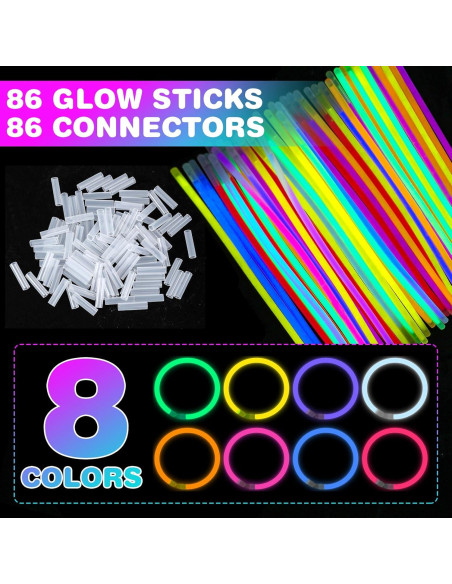 YixangDD 86 Palos Brillantes 20 cm + 86 Conectores Fiesta