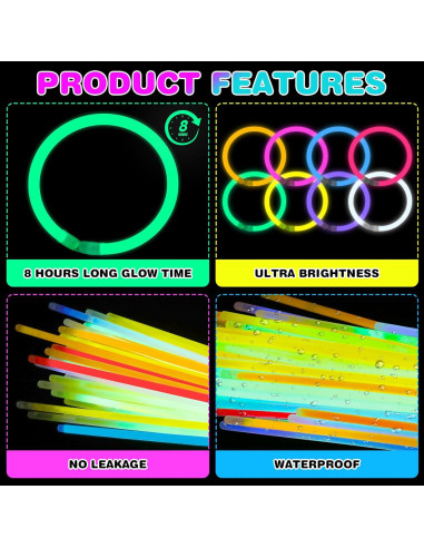 YixangDD 86 Palos Brillantes 20 cm + 86 Conectores Fiesta