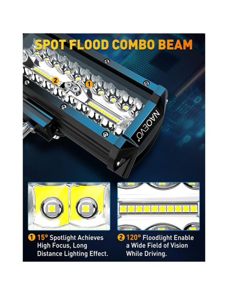 Barra de Luz LED NAOEVO 17.78cm 240W 24000LM Blanca