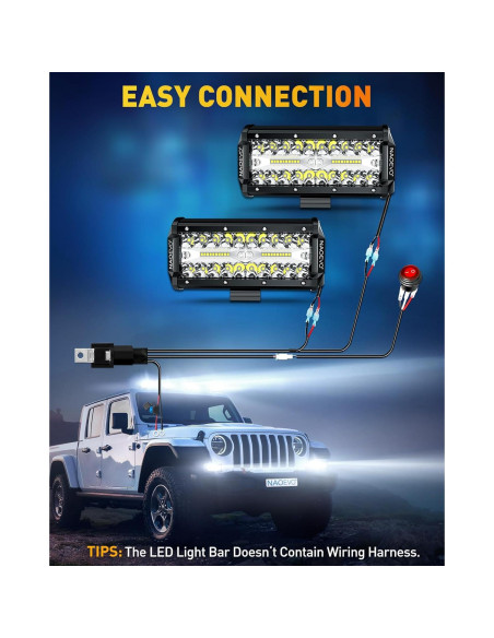 Barra de Luz LED NAOEVO 17.78cm 240W 24000LM Blanca