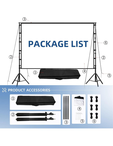 Pantalla de proyector TOWOND 120" con soporte ajustable 4K HD