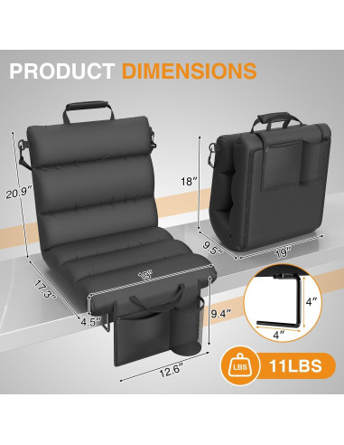 Silla de Estadio Calentada HOPERAN con Respaldo y Cojín 48.3cm