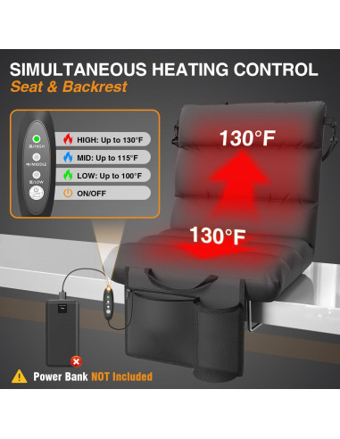 Silla de Estadio Calentada HOPERAN con Respaldo y Cojín 48.3cm