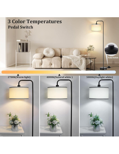 Lámpara de Pie LED Negra PARTPHONER 3 Temperaturas 9W