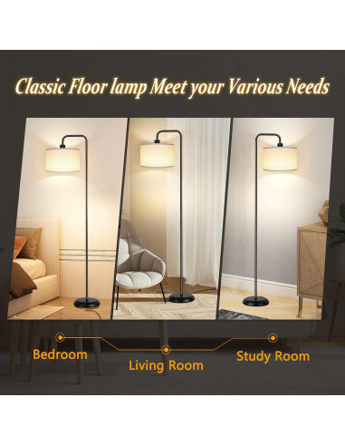 Lámpara de Pie LED Negra PARTPHONER 3 Temperaturas 9W