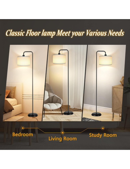 Lámpara de Pie LED Negra PARTPHONER 3 Temperaturas 9W