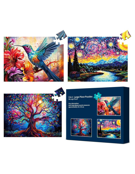 3 Paquetes de 48 Puzzles Grandes Maiqufa para Personas Mayores
