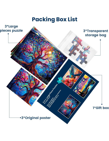 3 Paquetes de 48 Puzzles Grandes Maiqufa para Personas Mayores