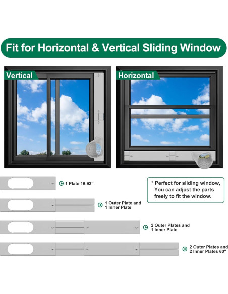 Kit de Ventana para Aire Acondicionado Portátil Haikung 15 cm