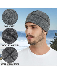 Gorro de Forro Polar Headshion Pack de 2 Beanie Grueso Gris 2