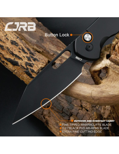 Cuchillo Plegable CJRB Pyrite-Alt 7.9 cm Acero AR-RPM9 Negro
