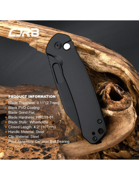 Cuchillo Plegable CJRB Pyrite-Alt 7.9 cm Acero AR-RPM9 Negro
