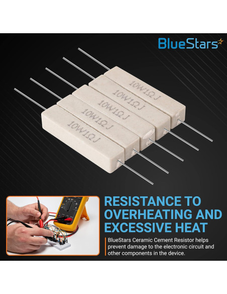 Resistor Cerámico BlueStars 10W 1 Ohm - 5 Piezas - Tolerancia +/-5%