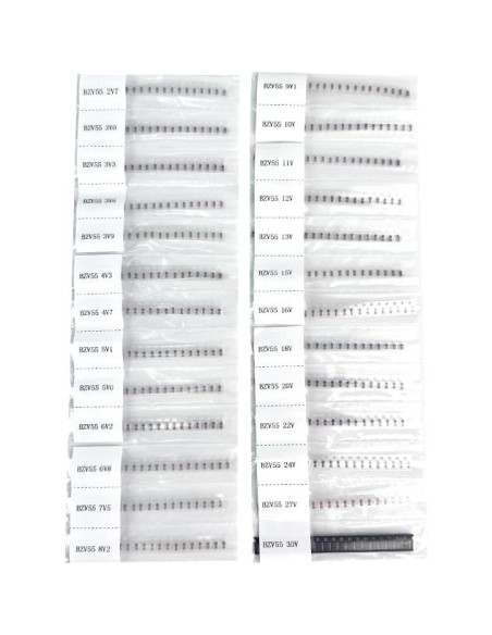 Kit de Diodos Zener SMD 0.5W 520Pcs 26 Voltajes VANXY