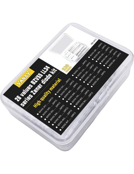 Kit de Diodos Zener SMD 0.5W 520Pcs 26 Voltajes VANXY