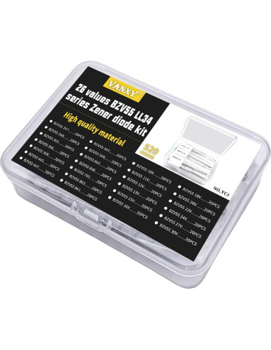 Kit de Diodos Zener SMD 0.5W 520Pcs 26 Voltajes VANXY