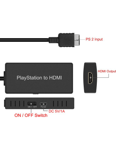 Convertidor HDMI para PS2 y PS3 Azda - Mejora calidad HD