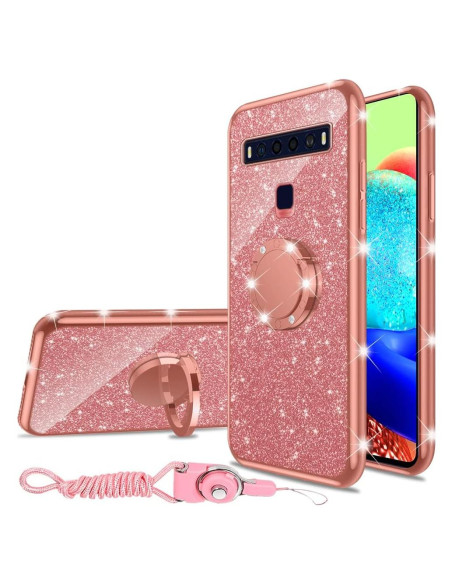 Funda Brillante para TCL 10L Nancheng Oro Rosa con Soporte