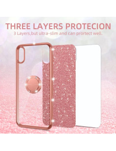 Funda Brillante para TCL 10L Nancheng Oro Rosa con Soporte 2