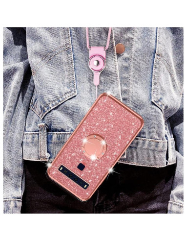 Funda Brillante para TCL 10L Nancheng Oro Rosa con Soporte