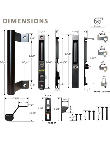 Juego de Manijas de Puerta Deslizante Young Dance Negro con Cerradura