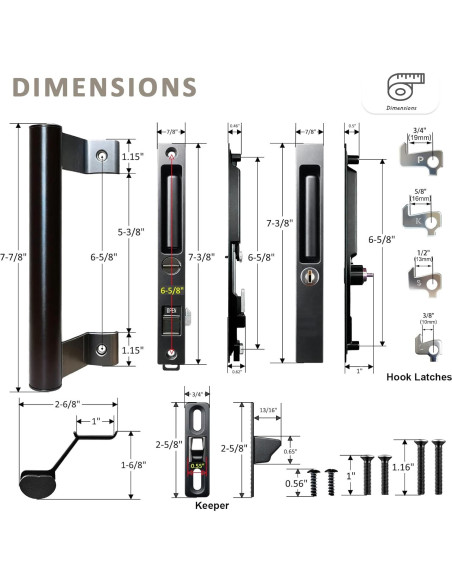 Juego de Manijas de Puerta Deslizante Young Dance Negro con Cerradura