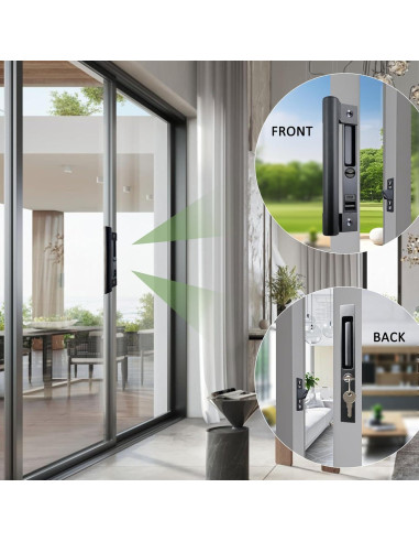 Juego de Manijas de Puerta Deslizante Young Dance Negro con Cerradura