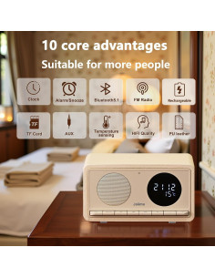 Reloj Despertador Bluetooth Joiimu JM5 con Radio FM y Carga Inalámbrica 2