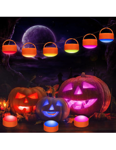 Linternas LED de Calabaza LUNSY RGB - Paquete de 6 con Control Remoto 2