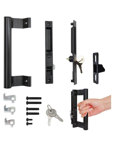 Juego de Manijas de Puerta Deslizante Young Dance Negro con Cerradura