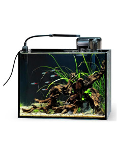 Kit Acuario Natural Nano Nicrew 9.5L con Luz y Filtro Negro