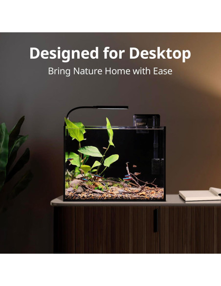 Kit Acuario Natural Nano Nicrew 9.5L con Luz y Filtro Negro