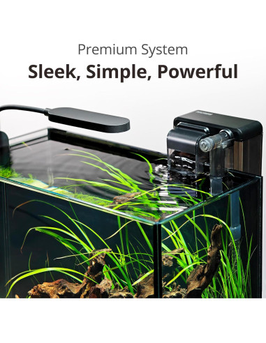 Kit Acuario Natural Nano Nicrew 9.5L con Luz y Filtro Negro