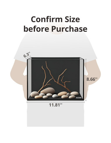 Kit Acuario Natural Nano Nicrew 9.5L con Luz y Filtro Negro