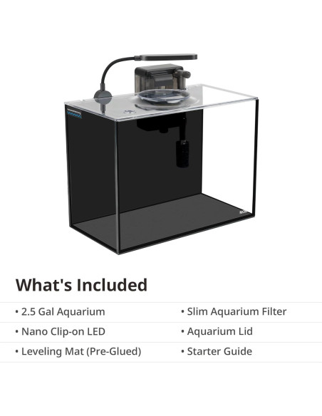 Kit Acuario Natural Nano Nicrew 9.5L con Luz y Filtro Negro