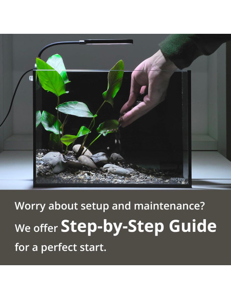 Kit Acuario Natural Nano Nicrew 9.5L con Luz y Filtro Negro