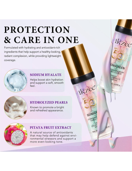 Primer Facial 3 en 1 SPF 50 Hidratante y Corrector de Color 40g