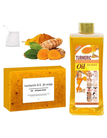 Set de Aceite y Jabón de Cúrcuma Orgánico 200ml - Hidratación y Antienvejecimiento