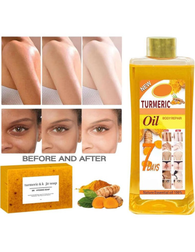 Set de Aceite y Jabón de Cúrcuma Orgánico 200ml - Hidratación y Antienvejecimiento