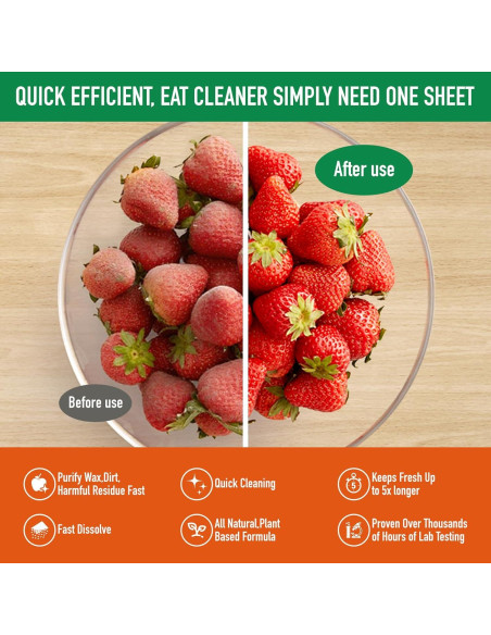 Hojas de Lavado de Frutas y Verduras YUCO - 30 Hojas Ecológicas