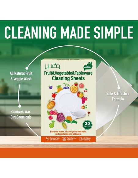 Hojas de Lavado de Frutas y Verduras YUCO - 30 Hojas Ecológicas