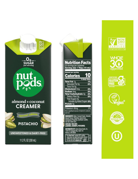 Crema de Pistacho Sin Azúcar nutpods 993.5 ml Vegana Keto
