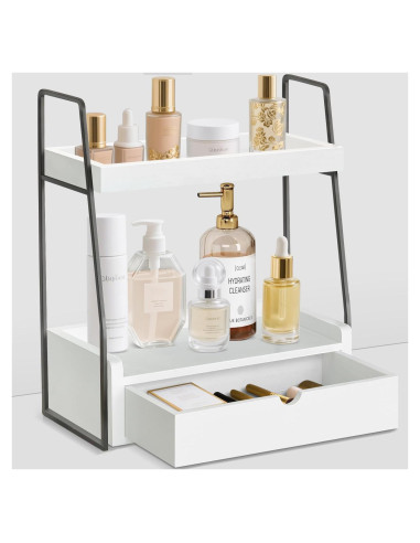 Organizador de baño VOOTTOU 2 niveles con cajón madera 30x17x39cm