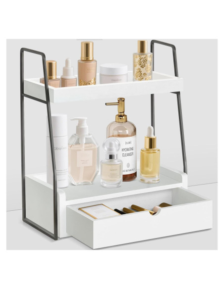 Organizador de baño VOOTTOU 2 niveles con cajón madera 30x17x39cm