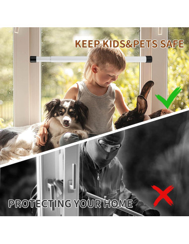 Barra de Seguridad Ajustable Widyana para Puertas Correderas 43-117 cm