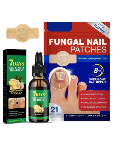 Parche Hidrogel para Uñas Fungosas Jynbloge - 21 Parches + Suero 30ml
