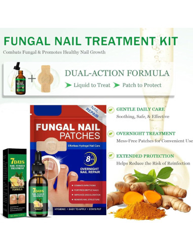 Parche Hidrogel para Uñas Fungosas Jynbloge - 21 Parches + Suero 30ml