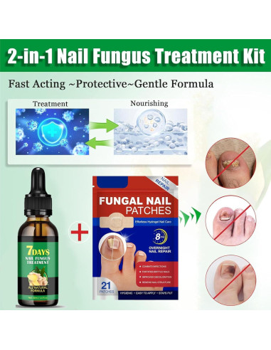 Parche Hidrogel para Uñas Fungosas Jynbloge - 21 Parches + Suero 30ml